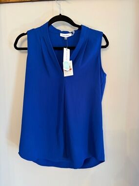Calvin Klein Royal Blue V-Neck Sleeveless Blouse